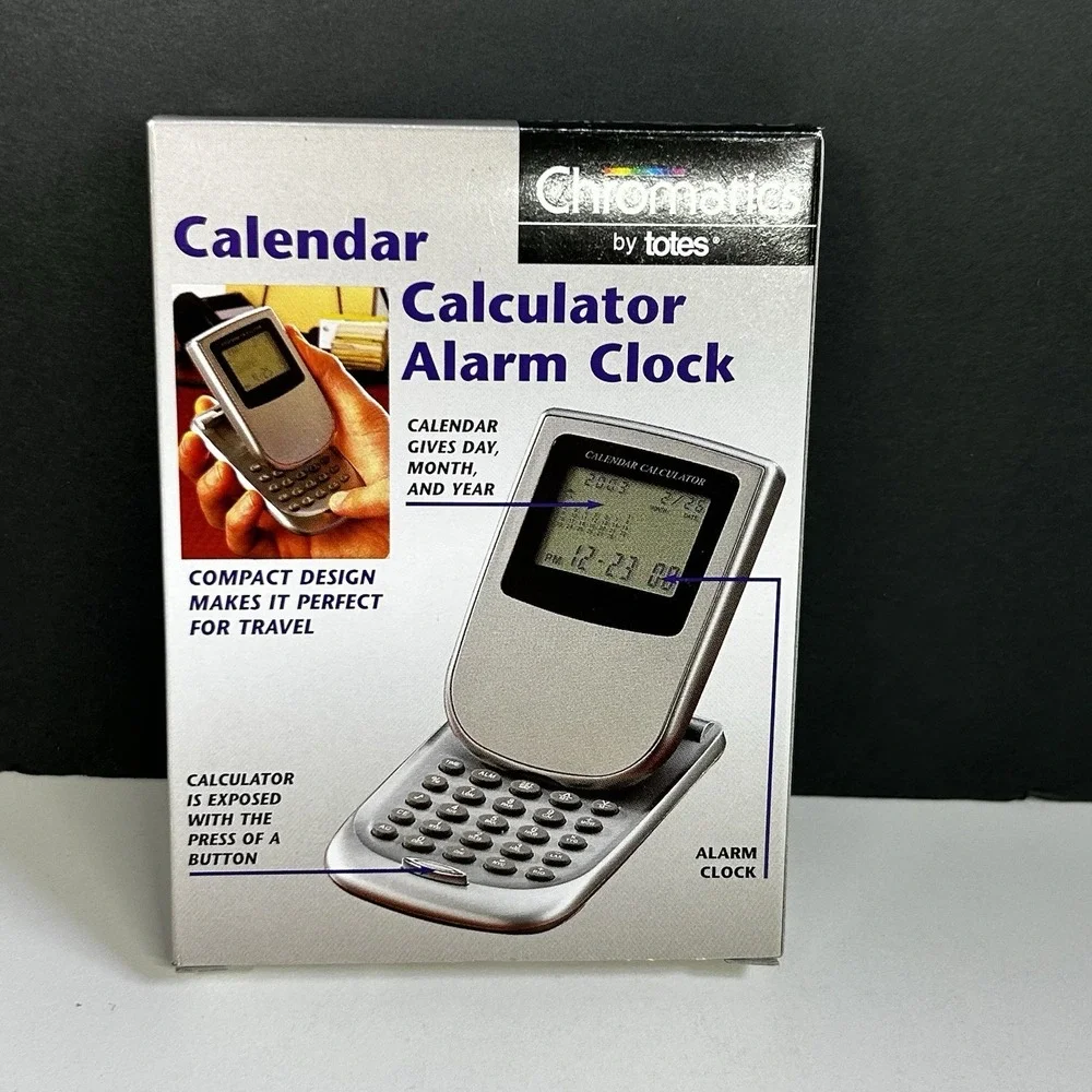 Chromatics by Totes Calendar Calculator Alarm Clock Travel Desk NEW NOS